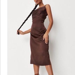 COPY - Satin cowl neck midi slip dress